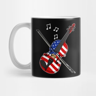 4th July Violin Violinist American Flag Mug